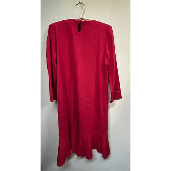J.Jill Womens Small Red Ponte Knit 3/4-Sleeve Classy Peplum Dress Stretch Casual - Picture 2 of 9